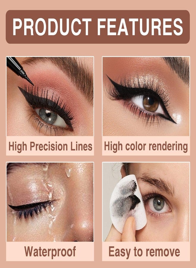 PERVALA 12 Pieces Matte Black Liquid Eyeliner Set, Waterproof Eyeliner with Ultra-Fine Tip, Quicky Dry, Smudge-proof, Uniform and smooth, Vegan Formula for Sensitive Eyes - Image 4